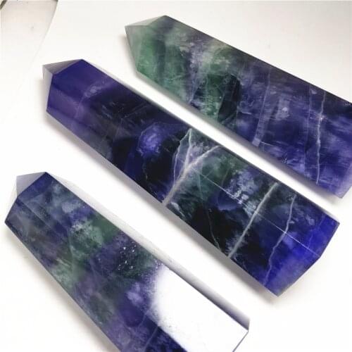 High Quality Fluorite Column Tower Natural Purple Graded Texture Crystal Polishing Point Reiki Treasure Healing Stone