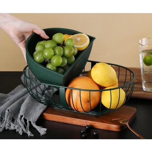 Iron PP Food Storage Creative Modern Hollow Fruit Basket Table Fruit Snack Tray Living Room Home Metal Storage Containers