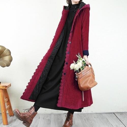 Winter Clothes Women Jacket Casual Solid Color Single-breasted Loose Long Corduroy Jackets Ladies Long-Sleeve Vintage Coat X238