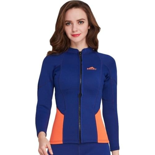 2mm Neoprene Wetsuit Women 2017 Winter Warm Long Sleeve Swimwear Rash Guard Ladies Wet Suit Scuba Surf Diving T-Shirts /Tops
