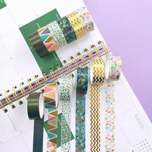 Gold Foil Washi Tape Flower Plant Masking Paper Decoration Tape DIY Sticker Scrapbook Diary Plan Stationery