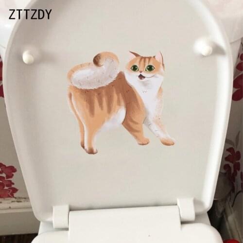ZTTZDY 22.4*21.5CM Interesting Cat Fashion Bedroom Wall Sticker Toilet Decal Home Decoration T3-0135