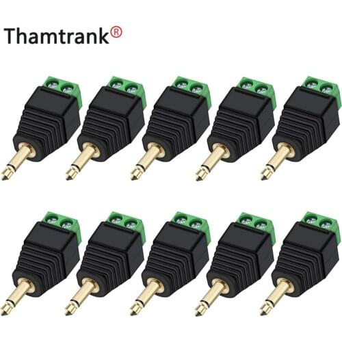 10pcs Video AV Balun 3.5mm 1/8" MONO male to AV Screw Terminal MONO jack male plug Terminal Block connector