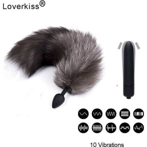 10 Speed Vibrator Silicone Anal Plug Fox Tail Sex Toys for Woman Men Vibrating Bullet Anal Dildo Vibrator Butt Plug Sex Products