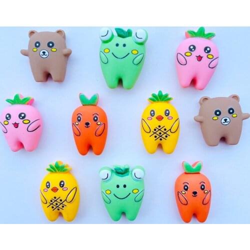 15 New Kawaii Cartoon Cute Fruit Animal Teeth Series Resin Flat DIY Crafts Scrapbook Hair Bow Center Accessories Decorate A43