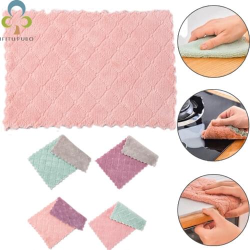 5pcs/lot Rag Cleaning Cloth For Wishing Dishs Kitchen Supplies Microfiber Dish Towels Absorbent Dishcloth Wiping Napery DDJ