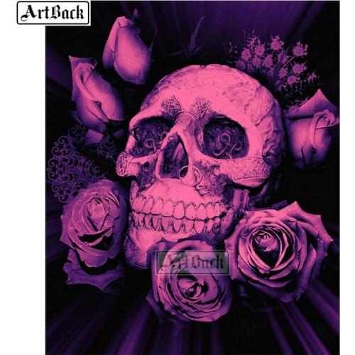 5d diy diamond painting skull flower full diamond mosaic landscape cross stitch home decor kit