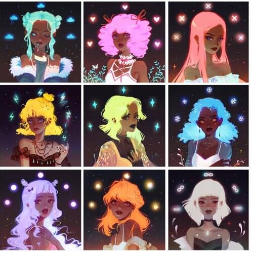 5D Diy Diamond Painting Cartoon Girl Portrait Full Circle Diamond Embroidery Mosaic Kit HD Handmade Products Home Decoration