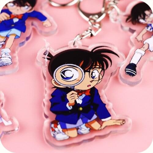8 pcs/set Anime Detective Conan keychain Case Closed Jimmy Kudo figure Acrylic key ring cosplay bag pendants free shipping
