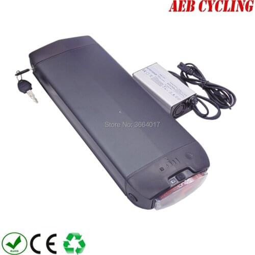 Free shipping 250W-1000W Ebike Li-ion 18650 battery pack 48V 13.2Ah RB-1 rear rack electric bicycle battery pack for cargo bike