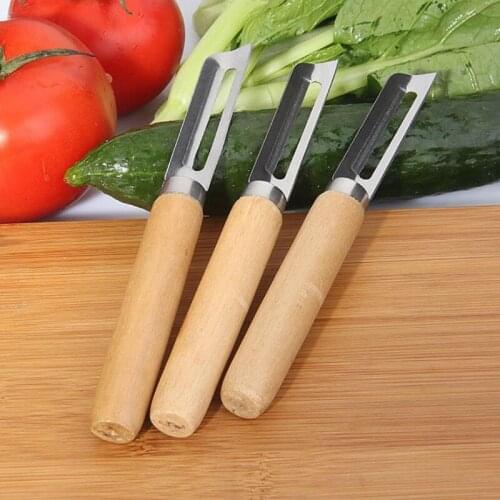 Wood Handle Fruit Peeler Kitchen Accessories Stainless Steel Salad Vegetables Peelers LX4304