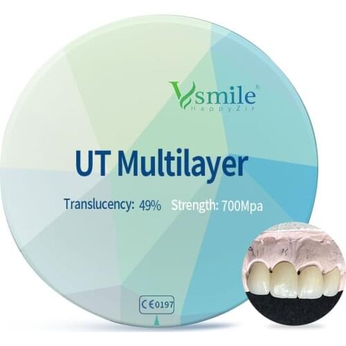 UT Multilayer Strength 650Mpa for Anterior Dental Zirconia Blocks 98mm for open system block zircon