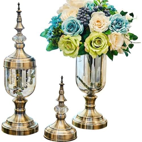 Europe Metal Luxury Modern Vase Flower Living Room Romantic Wedding Vasen Ornaments Decoracion Mesa Home Accessories EC50HP