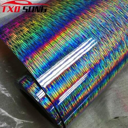 50cmx200/300cm Premium glossy Silver Brushed Rainbow Vinyl Metal Car Wrap Film DIY Styling Adhesive Car Motorbike Sticker