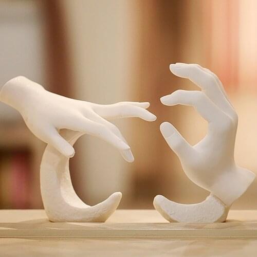 ARTISTIC COUPLE LOVERS HAND SCULPTURE DECORATION/MODERN ABSTRACT HOME ROOM INTERIOR SHOWPIECE WEDDING SOUVENIR STATUE DECOR GIFT