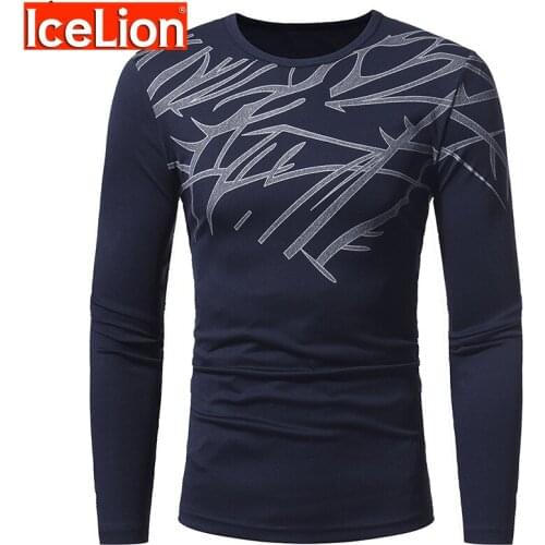IceLion 2021 New Fashion Spring Winter Men T shirt Long Sleeve Brand Clothing Comfortable Male T-shirt Fashion Printed Tshirt