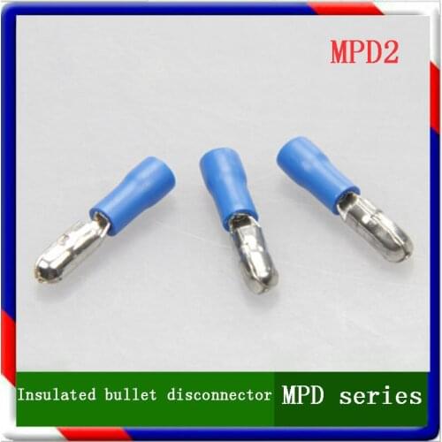 MPD2 series 100PCS/Bag blue yellow red Insulated Bullet terminals Cable Connector wire terminals Pre-insulating disconnector