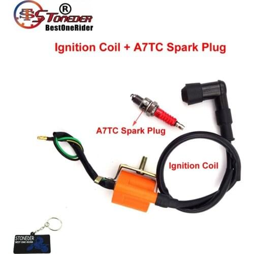 STONEDER Ignition Coil A7TC Spark Plug For 50cc - 125cc Engine Chinese XR50 CRF50 Lifan Zongshen Sunl Pit Dirt Bike Motorcycle