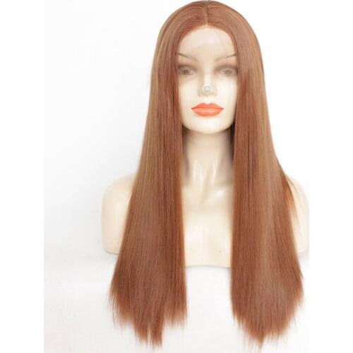 Brown Straight Lace Wigs Long Hair Wigs Synthetic Lace Front Brown Wigs For Women Middle Parting Heat Resistant Fiber Hair Wigs