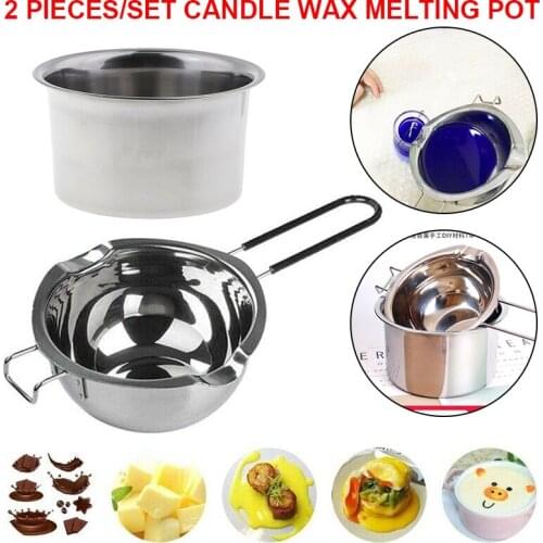 2PCS Candle Wax Melting Pot Double Boiler Stainless Steel Long Handle Wax Melted for DIY Craft Candle Soap Wax Making Supplies
