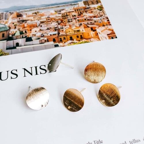 Round Shape Alloy K Gold Plated Stud Earring Diy Material Pendant Necklace Eardrop Charms Jewelry Component 14mm 10pcs