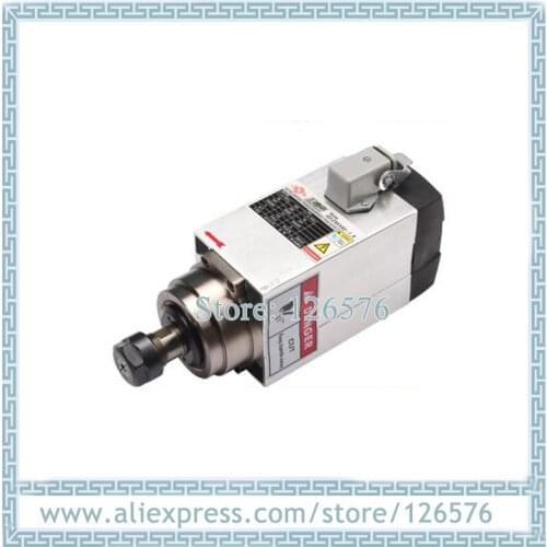 Square Shape 1.5Kw ER20 Air Cooled Spindle Motor AC220V/AC380V 18000RPM 4 Bearing Milling Engraving Wood Spindle