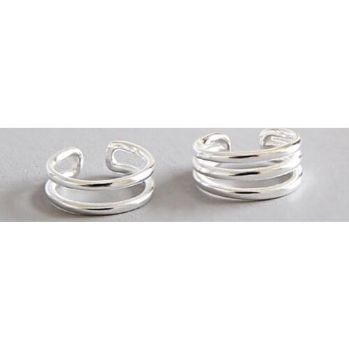 Real 925 sterling silver clip earrings without piercing ear cuff, multi-layer circles clip on earrings for women femme jewelry