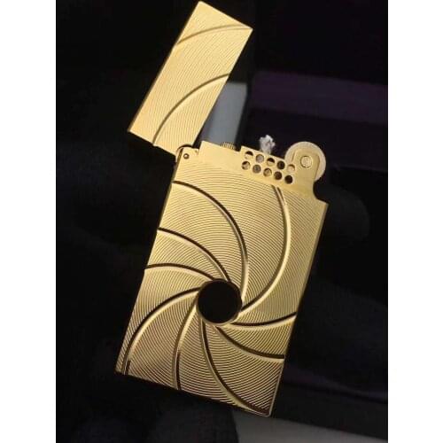 Handmade Pure Copper Seiko Inflatable Lighter Loud Flint Grinding Wheel Brass Kerosene Gas Collecting Machinery Smoking Gift 95G