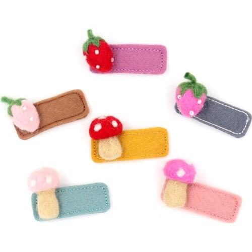 New Children Handmade Felt Hairpins Cartoon Fruit Hair Clips Cute Strawberry Mushroom Barrettes Girls Princess Hair Accessories