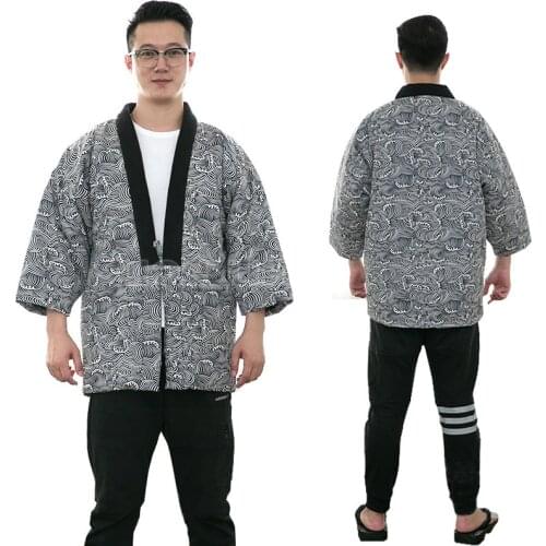 New Japanese Men Women Hanten Winter Warm Wadded Cotton Kimono Haori Coat Outterwear Jackets Costumes