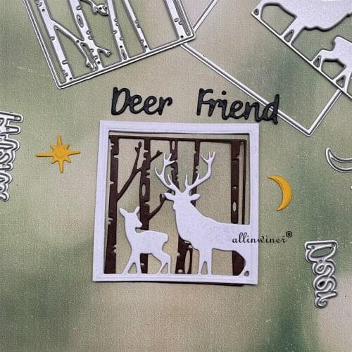 New Letters deer forest frame DIY Craft Metal Cutting Die Scrapbook Embossed Paper Card Album Craft Template Stencil Dies