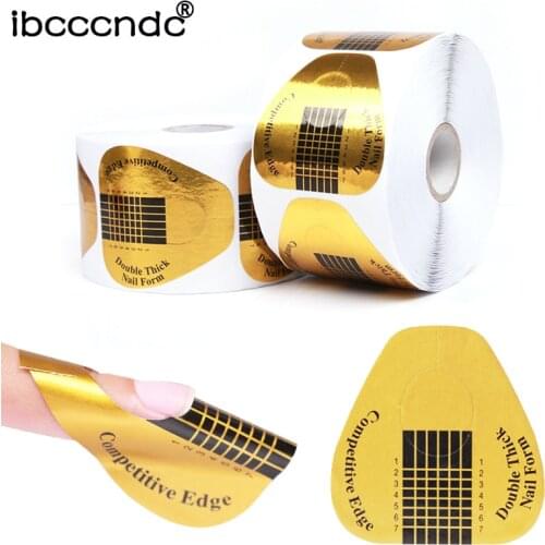 NEW 100pcs/lot Nail Forms Acrylic U Shape Nail Art Foils Tips Extension Guide Sticker for DIY Polish Gel French Tips Manicure