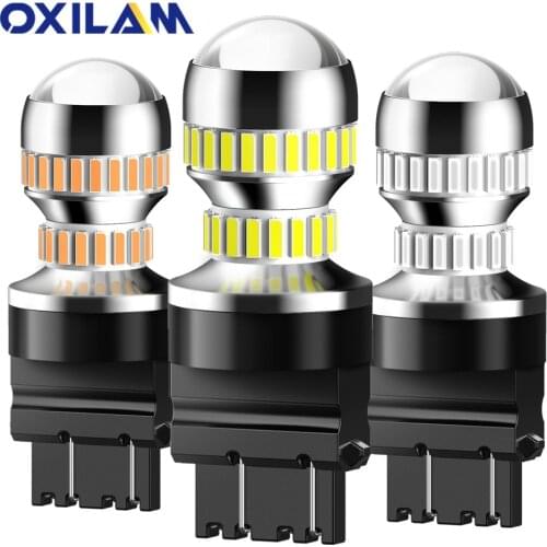 OXILAM 3157 LED Bulb P27/7W 3156 P27W LED Turn Signal Lamp Bulbs Car Brake Stop Reverse Light Led 12V 4014SMD Car Lights