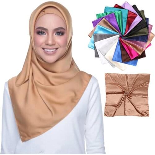 New Head Scarf Solid Colors Women Silk Arrival Smooth Matte Satin Scarf Plain Shawls and Wraps Satin Muslim Hijab Scarves
