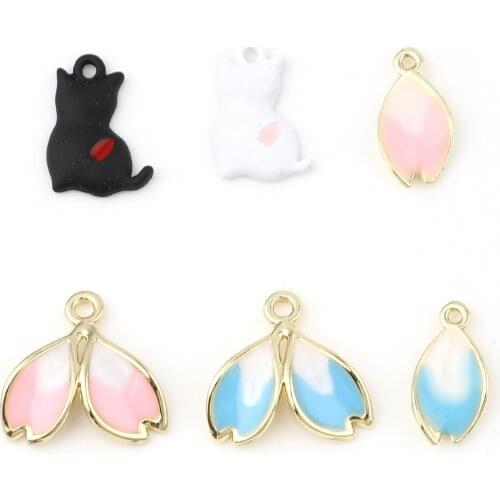5 PCs Cute Zinc Based Alloy Charms Cat/Flower Charms For Jewelry Making Findings Handmade Keychain Bracelets Accessories