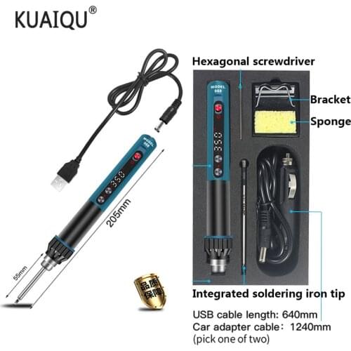 Portable USB Electric Soldering Iron Adjustable Temperature LCD Digital Display Welding Solder Iron Tips Repair CXG-968 24V 2A