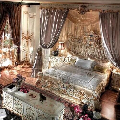 Prodgf 1Pcs A Set American Romantic Castle Princess Queen Bedroom Bed( no mattress)