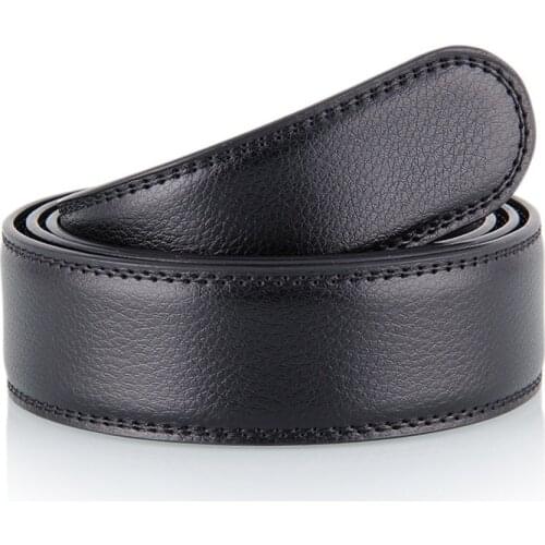 No Buckle Designer Mens Belts Body 3.5cm Wide Split Leather High Quality Men Automatic Belt Body Kemer Black Coffee