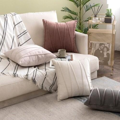 Luxury Velvet Cushion Cover 45x45cm/30x50cm Waist Cushion Cover Nordic Style Home Decorative Pillow Case For Couch Pink White