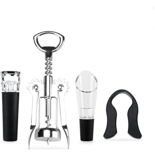Red Wine Bottle Cap Opener Corkscrew Vacuum Stopper Foil Cutter Pourer Kit Energy Saving