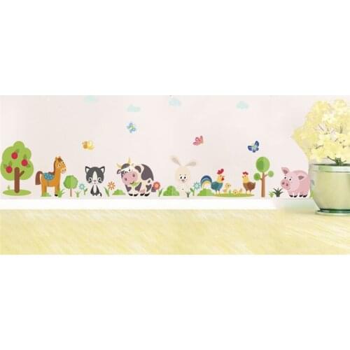 Cute Farm Animals Wall Stickers For Home Decoration Kids Room Bedroom Murals Art Cow Horse Pig Chicken Poster Diy Pvc Decal