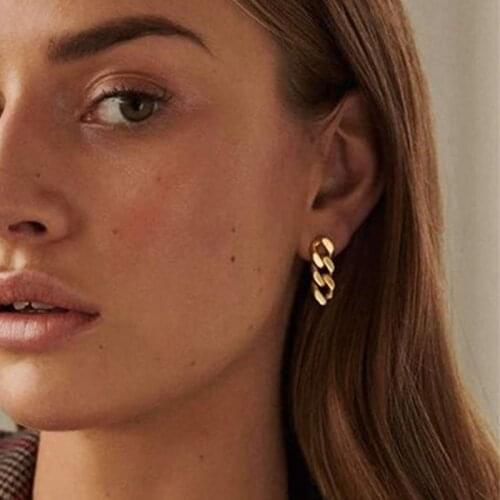 Vintage Fashion Gold Tassel Thick Chain Earrings For Women Statement Geometric Chain Metal Dangle Earring Irregular Jewelry