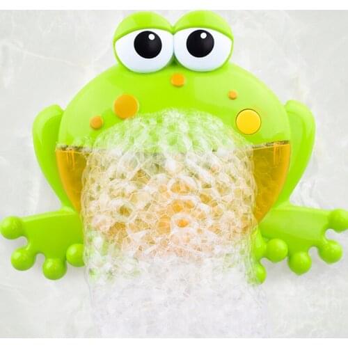 Magical Baby Green Frog Bubble Machine Automatic With Music Water Shower Bathing Funny Toy For Children With 2 Bubble Liquid