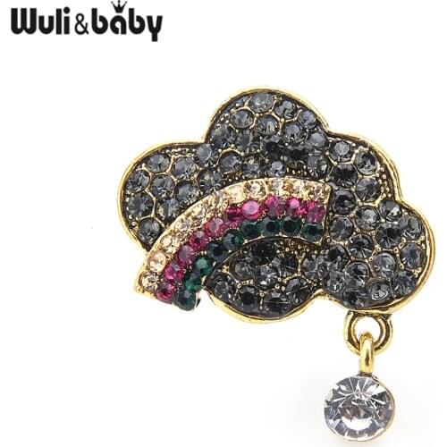 Wuli&baby Rhinestone Rainbow Brooches For Women Cute 2-color Cloud Party Office Casual Brooch Pins Gifts