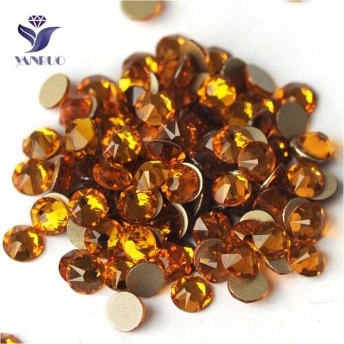 YANRUO 2088NoHF All Sizes Topaz Flatback Non Hotfix Cold Fixation DIY Crafts Strass Glass Crystal Rhinestones On Nails