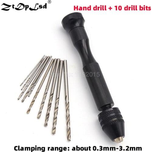 1Set Twist Drill Bit Mini Micro Aluminum Alloy Hand With Keyless Chuck Woodworking Drilling Rotary Tools Steel Drills Wood