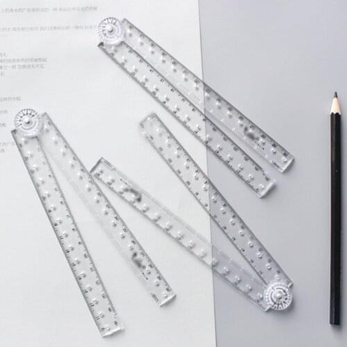 15-30cm Acrylic Transparent Folding Ruler Students Stationery Drawing Measuring Tools Straight Rulers With Small Protractor HOT