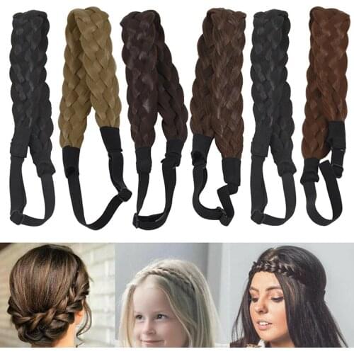 3.5cm Bohemian Wide Synthetic Wig Twist Elastic Hair Bands Braids Plait Headbands For Women Stretch Girls Hair Accessories