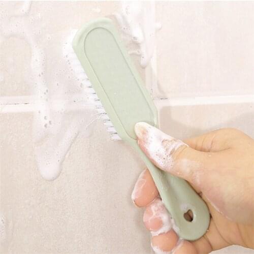 3PCS Small Cleaning Brush Plastic Decontamination Laundry Brush Shoe Cleaning Brush Long-Handled Soft Bristles Hangable Brush