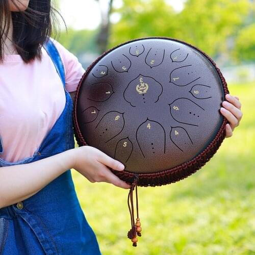 M MBAT Steel Tongue Drum 13 Inch 15 Tone Hand Pan Drum Tank Ethereal Drums Percussion Instrument Beginner Yoga Meditation Gift